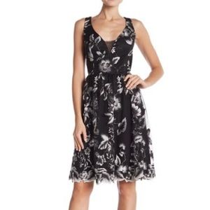 Marina Embroidered Fit & Flare Mesh Dress